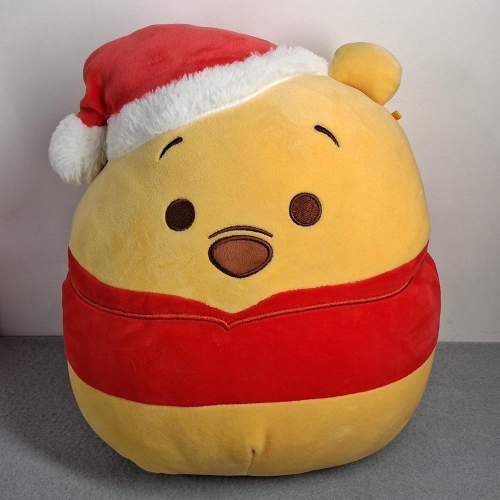 Kellytoy Squishmallows Disney Winnie the Pooh Santa Hat Plush 10" Christmas Toy